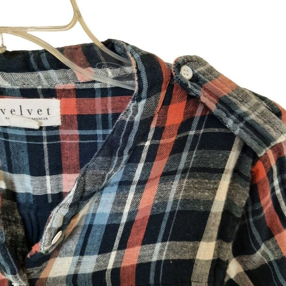 Velvet by Graham & Spencer Plaid Flannel Shirt-dress long sleeves Small - Picture 14 of 15